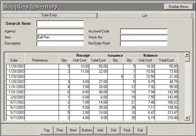 Supplies Inventory System