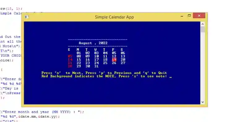 simple-calendar-app-in-c-free-source-code