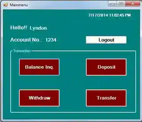 Automated Teller Machine (ATM) System in C# and MS Access with Source Code