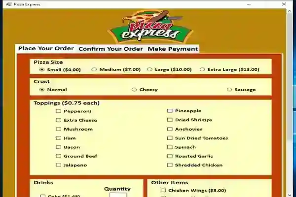Pizza Ordering System in C# with Full Source Code