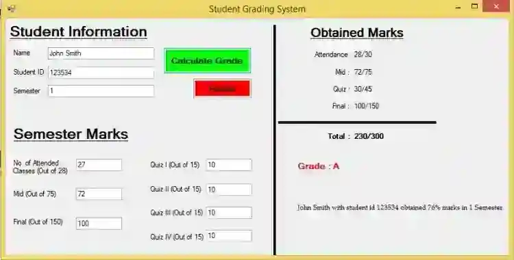Simple Student Grading System in C# Free Source Code