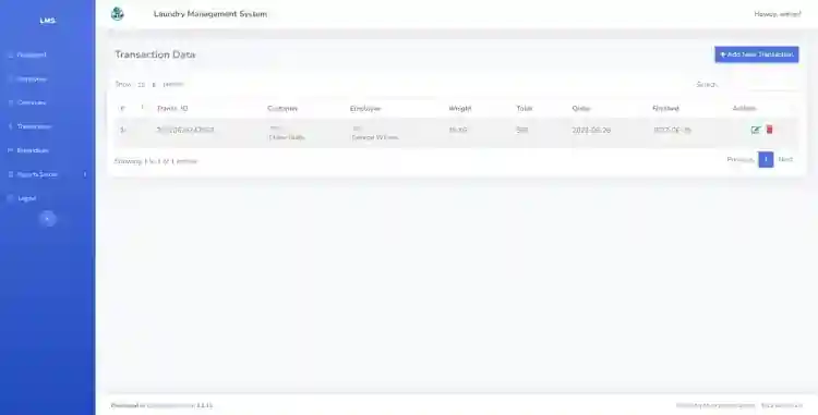 Laundry Management System in PHP using CodeIgniter Framework Free Source Code