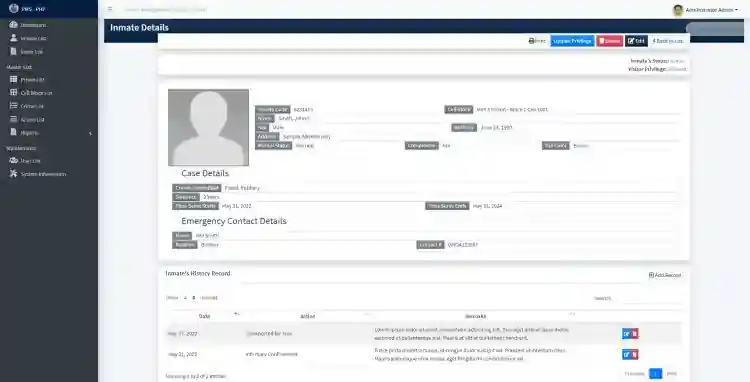 Prison Management System in PHP/OOP Free Source Code