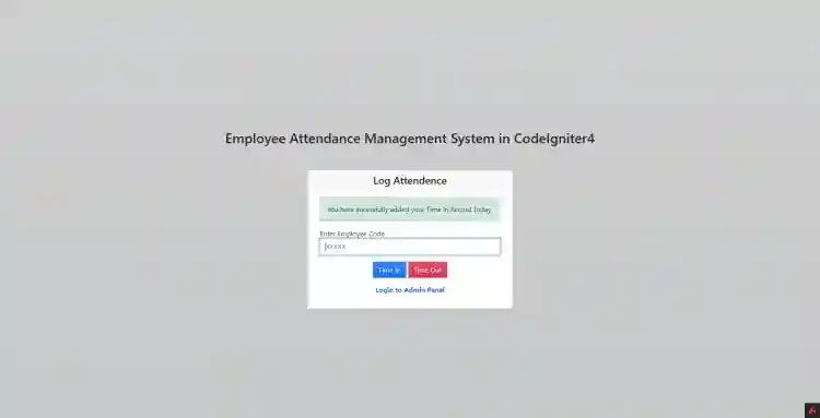 Simple Attendance System in PHP using CodeIgniter 4 Source Code