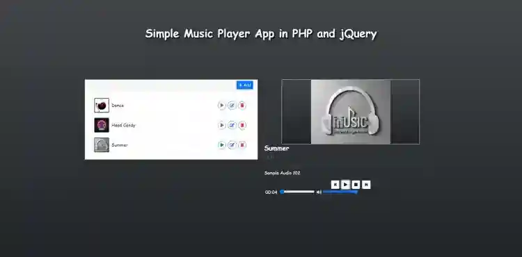 Simple Music Player in PHP and jQuery Free Source Code
