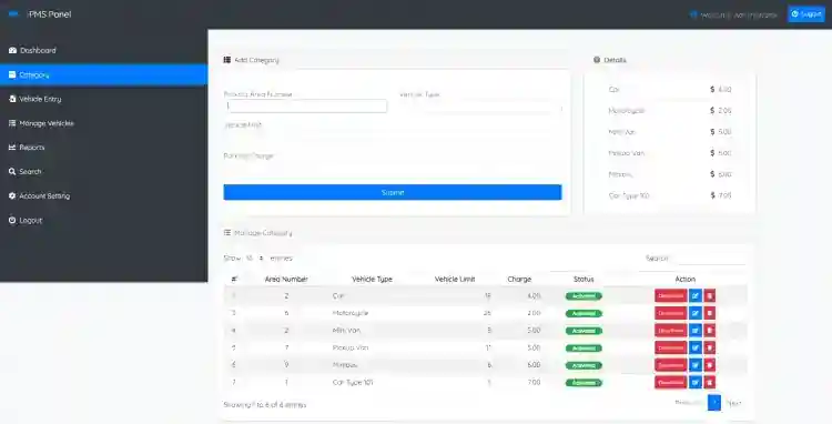Simple Parking Management System in PHP using CodeIgniter Framework Free Source Code