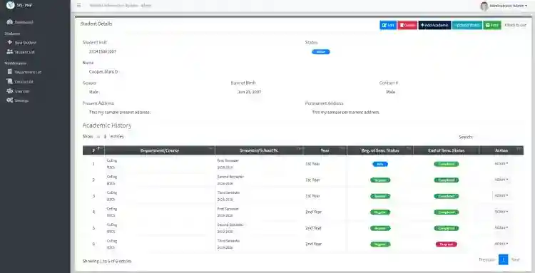 Simple Student Information System in PHP/OOP Free Source Code