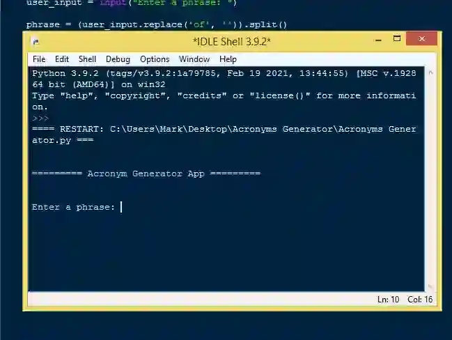 Acronyms Generator App in Python with Source Code