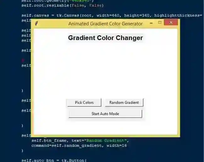 Animated Gradient Color Changer App Using Tkinter in Python with Source Code