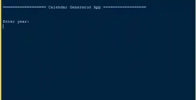 Calendar Generator App in Terminal Console using Python with Source Code