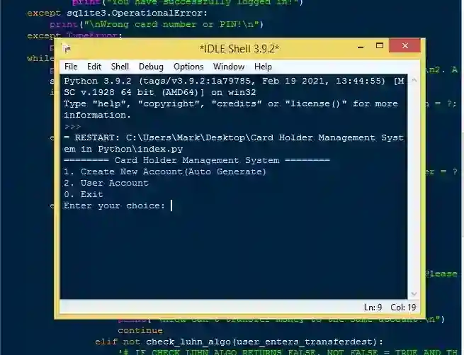 Card Holder Management System in Python Free Source Code