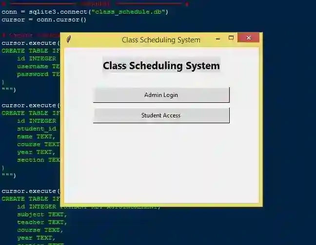 Class Scheduling System Using Tkinter and SQLite in Python with Source Code