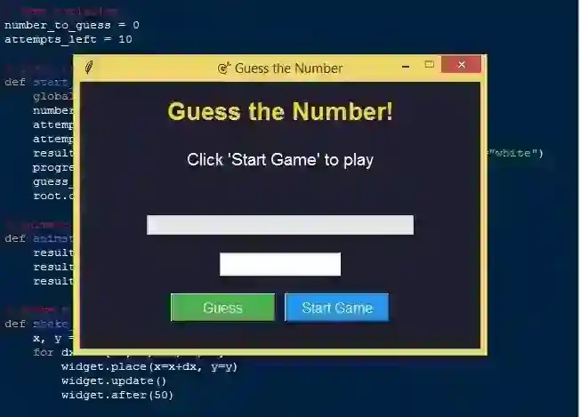 Guess the Number Game Using Tkinter in Python with Source Code