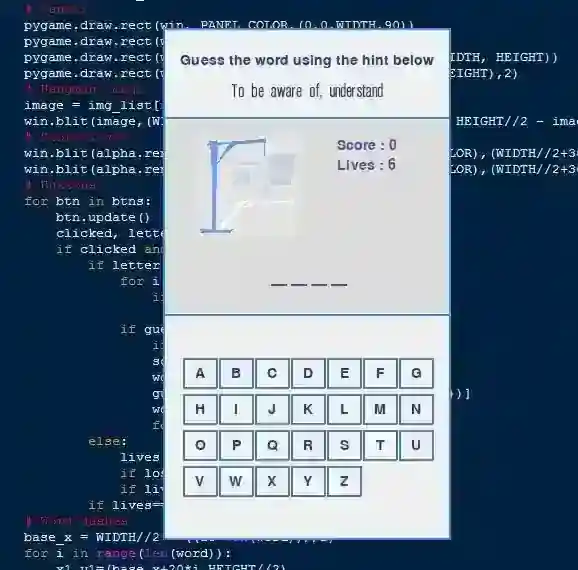 Hangman Game GUI Using Pygame in Python with Source Code