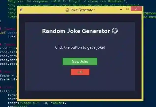 Joke Generator App Using Tkinter in Python with Source Code