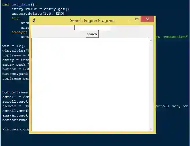 Search Engine Program using Tkinter in Python with Source Code