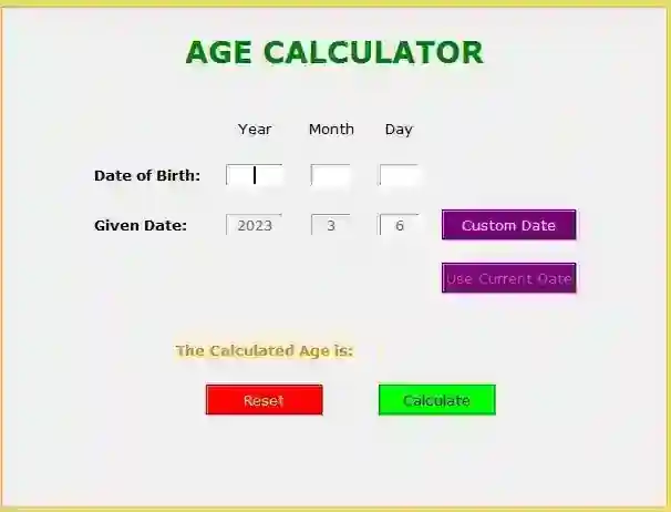 Simple Age Calculator App using Tkinter in Python Free Source Code