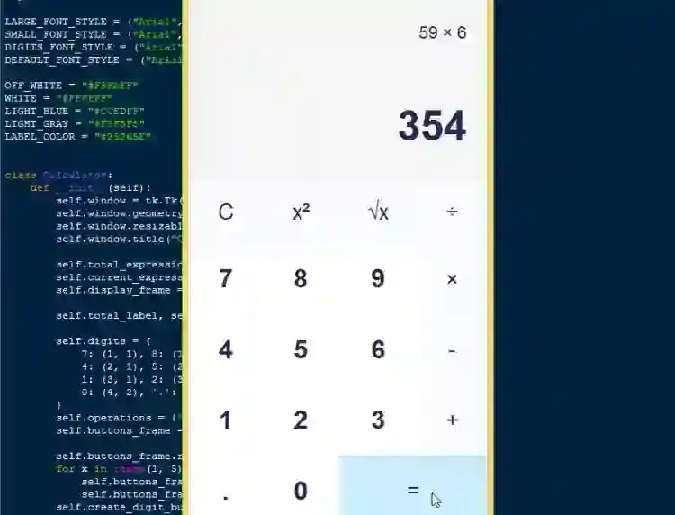 Simple Calculator App using Tkinter in Python Free Source Code