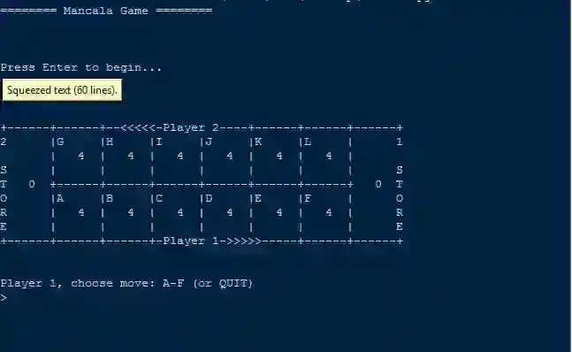Simple Mancala Game in Python Free Source Code