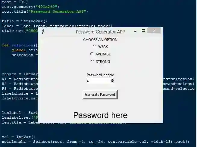 Simple Password Generator App using Tkinter in Python