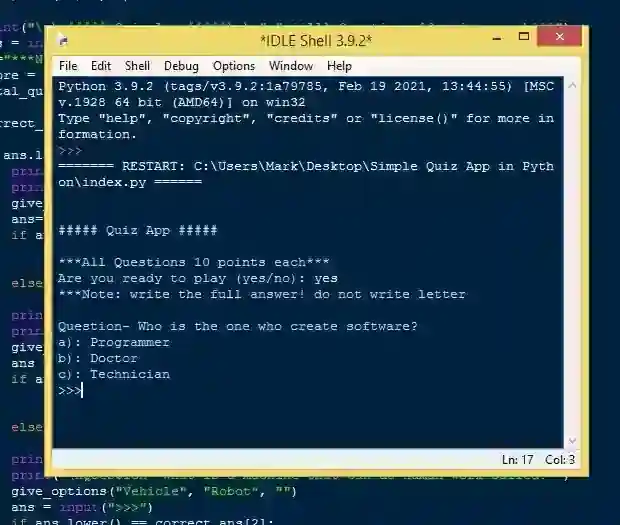 Simple Quiz App in Python Free Source Code