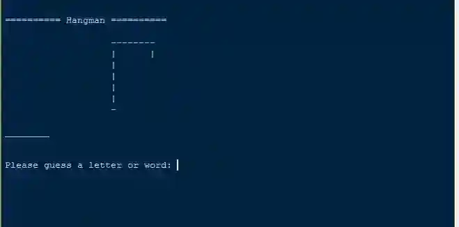 Terminal Game Hangman in Python with Source Code