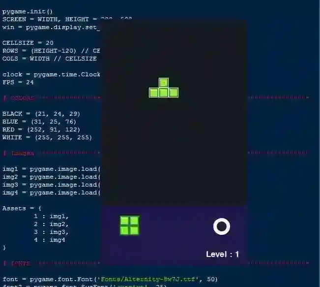 Tetris Block Game Using Pygame in Python with Source Code