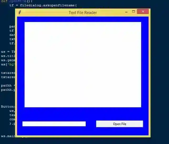 Text File Reader Program using Tkinter in Python with Source Code