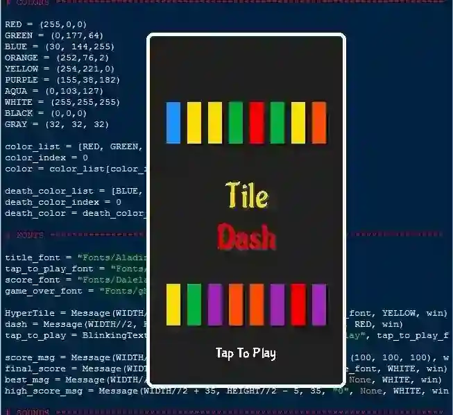 Tile Dash Game Using Pygame in Python with Source Code