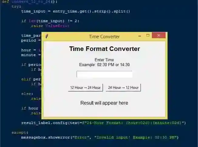 Time Converter App Using Tkinter in Python with Source Code