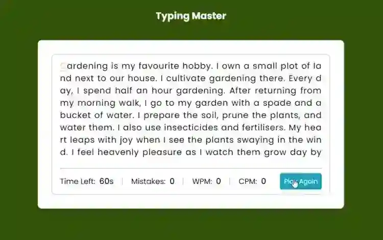 Typing Master Game App in JavaScript Free Source Code