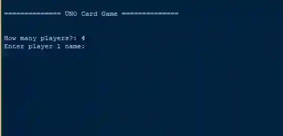 Uno Card Game in Console Application using Python