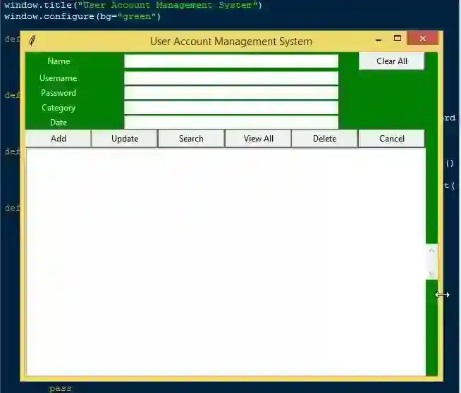 User Account Management System using Tkinter in Python Free Source Code