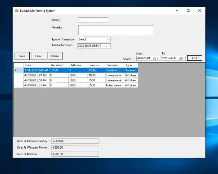 Budget Management System in VB.Net Free Full Source Code