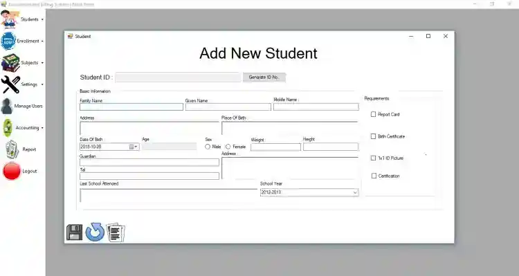 Enrollment and Billing System in VB.NET and MySQL Database Free Source Code