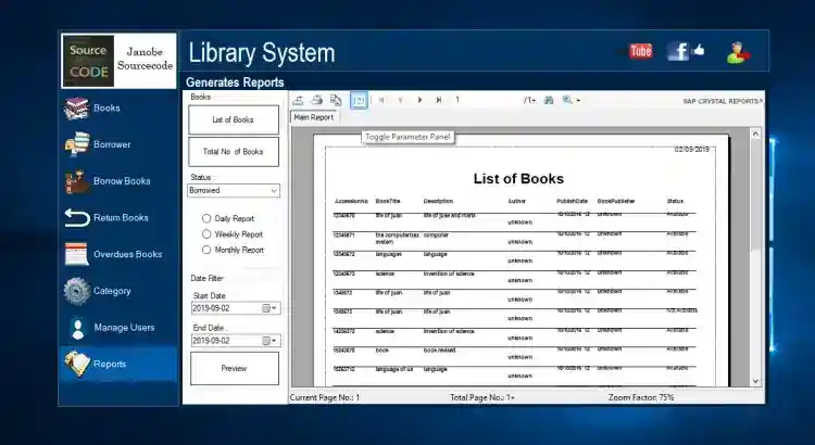 Library Management System in VB.Net, MySQL Database, and Bunifu Framework with Source Code