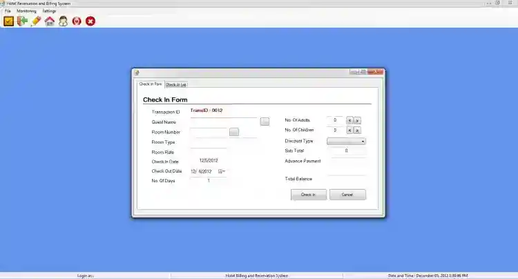 Simple Hotel Management System Using VB.Net with Source Code