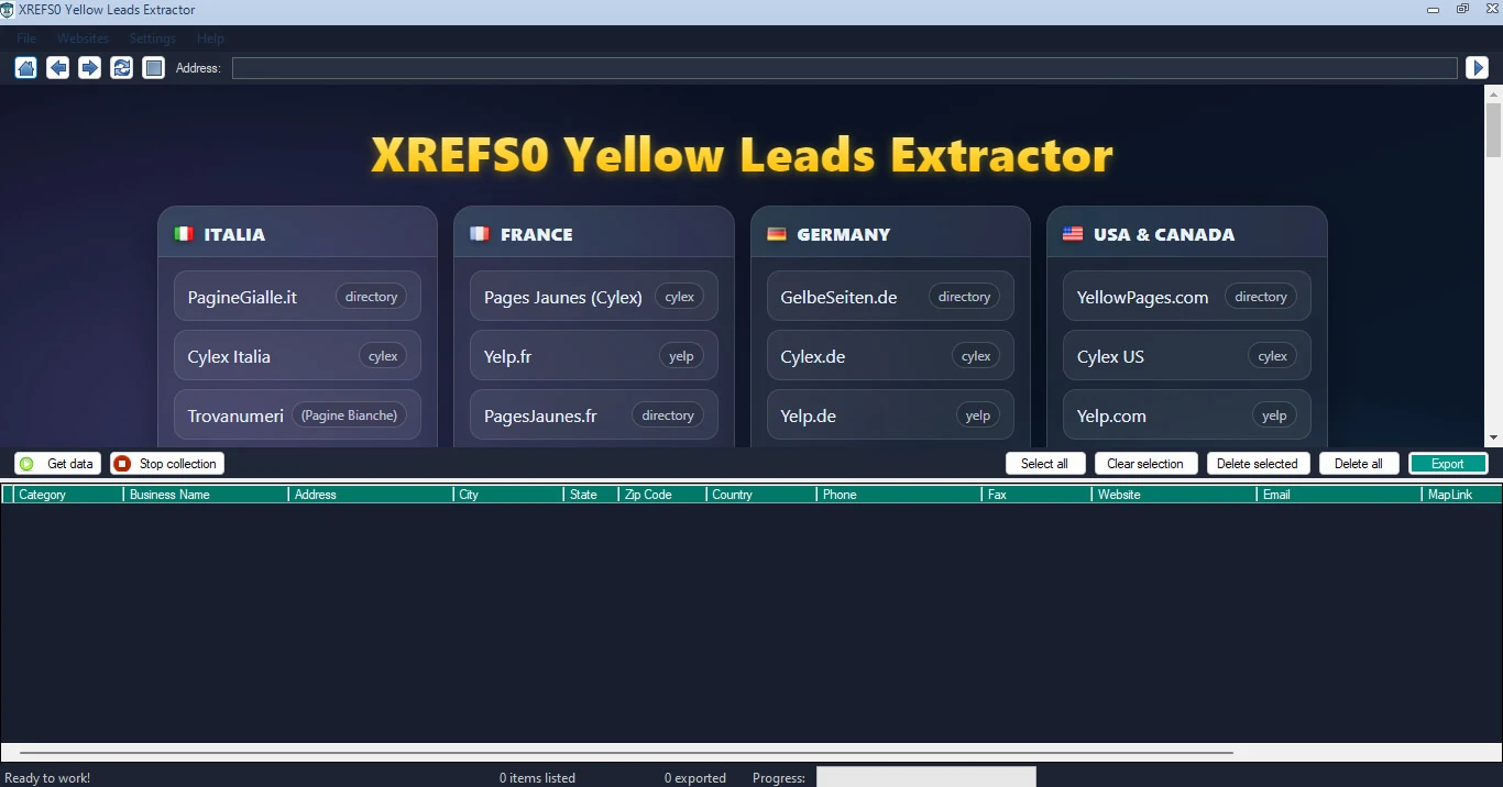 XREFS0 Yellow Leads Extractor — أداة مجانية لسحب بيانات من الصفحات الصفراء