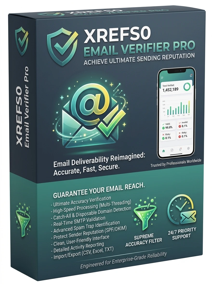 XREFS0 Email Verifier Pro 3D Mockup